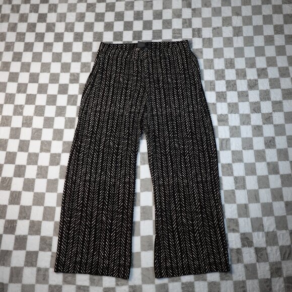 Chico's fluid travelers pants 2 striped zig zag print  choc chip white 18 - Picture 1 of 14